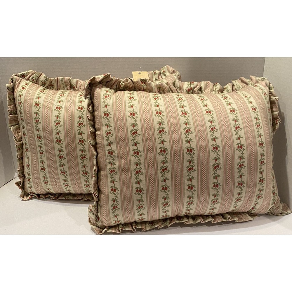 Rose Tree Country Chic Carnation Decorative Pillows Lot Of 2 Rectangle Bedding
